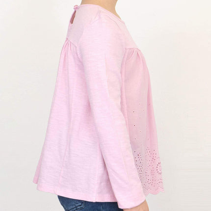 Next Girls Pink Long Sleeve Embroidered Cotton Top - Quality Brands Outlet