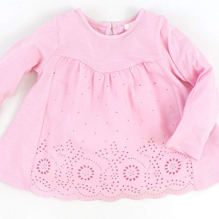 Next Girls Pink Long Sleeve Embroidered Cotton Top - Quality Brands Outlet