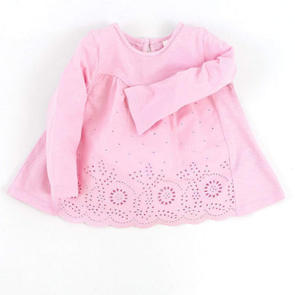 Next Girls Pink Long Sleeve Embroidered Cotton Top - Quality Brands Outlet