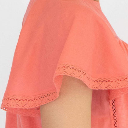 Per Una Broderie Anglaise Orange Short Sleeve Top - Quality Brands Outlet