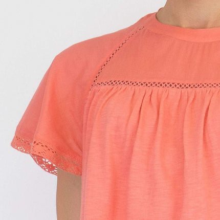 Per Una Broderie Anglaise Orange Short Sleeve Top - Quality Brands Outlet
