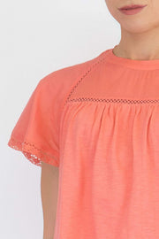 Per Una Broderie Anglaise Orange Short Sleeve Top - Quality Brands Outlet