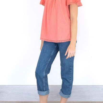 Per Una Broderie Anglaise Orange Short Sleeve Top - Quality Brands Outlet