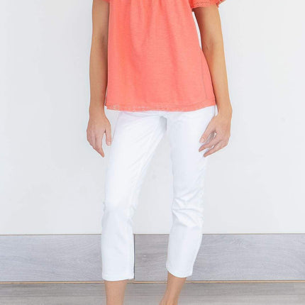 Per Una Broderie Anglaise Orange Short Sleeve Top - Quality Brands Outlet
