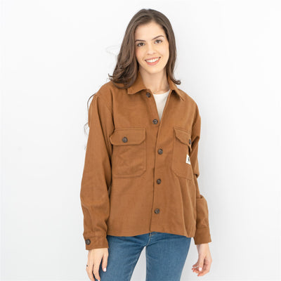 Carhartt Women Wiston Brown Overshirt Jacket Utility Long Sleeve Pockets Tops - Quality Brands Outlet - Black Friday Sale