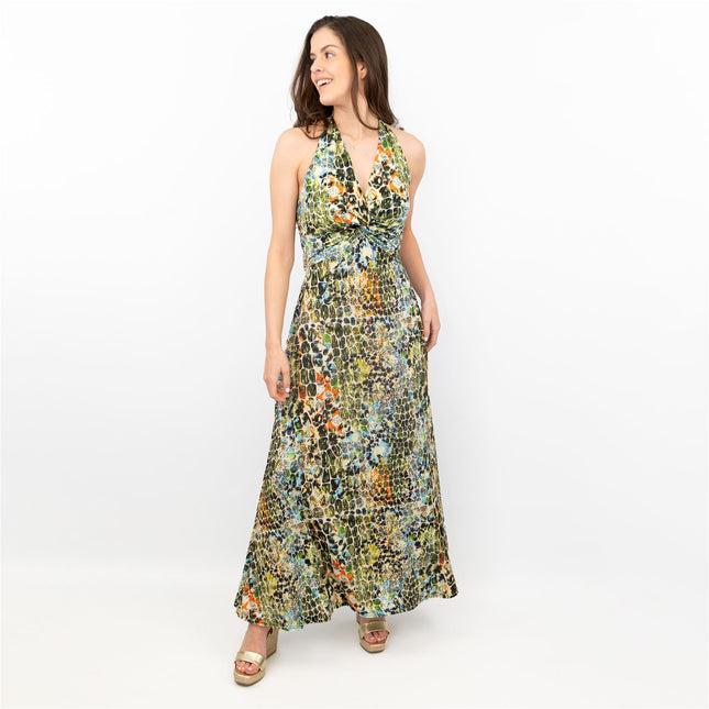 Karen Millen Animal Print Halter Neck Sleeveless Long Maxi Dresses - Quality Brands Outlet