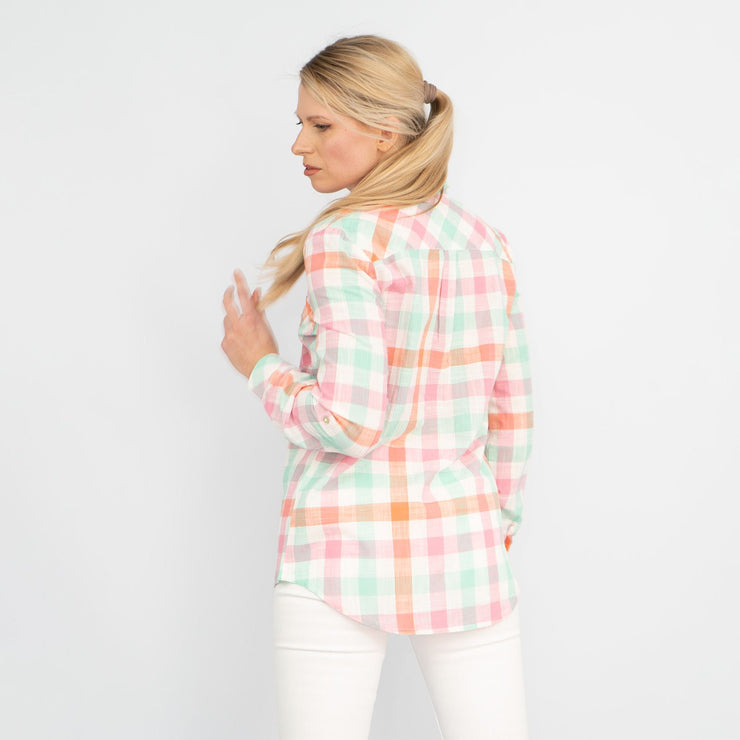 Pastel Check Long Sleeve Button-Up Women&