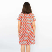 White Stuff Red Floral Print Short Sleeve Cotton Jersey Casual Relaxed Short Dress