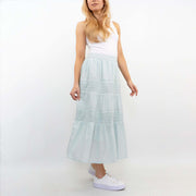 M&S Per Una Mint Green Tiered Relaxed Flare Long Maxi Skirts