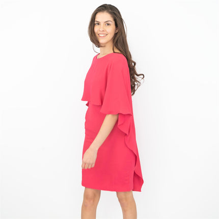 Coast Sofia Cape Pink Knee Length Shift Dress-Quality Brands Outlet-