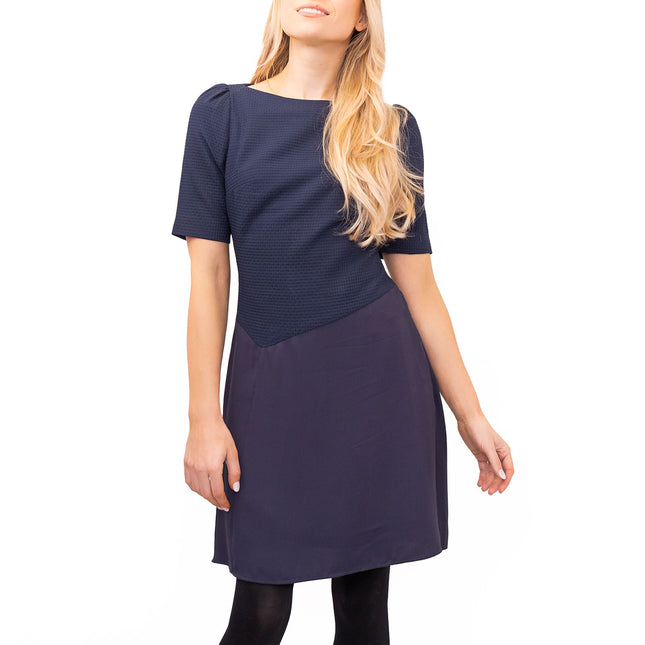 Reiss Zila Navy Textured Jersey Short Dress-Quality Brands Outlet-