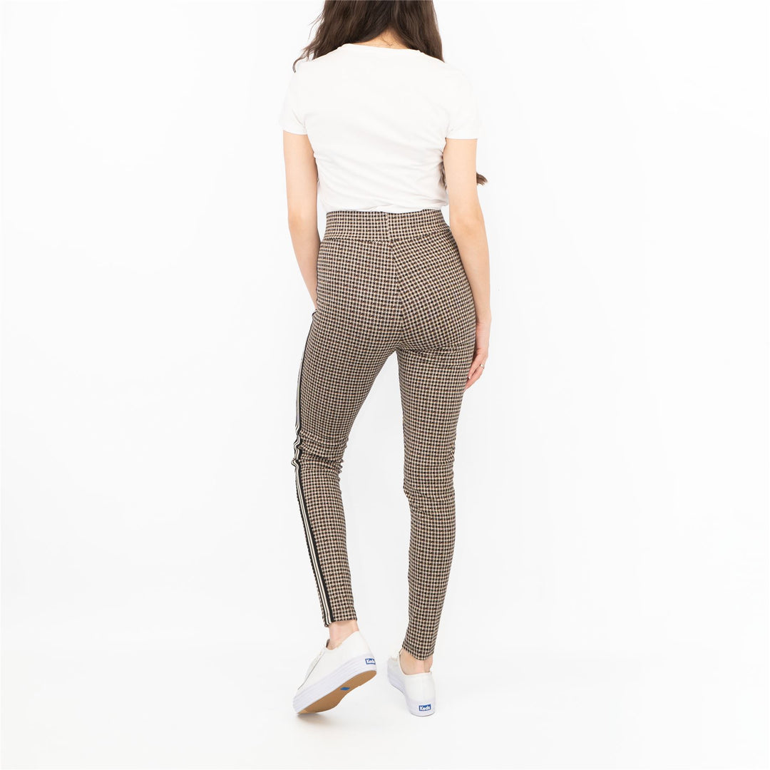 M S Womens Leggings in Brown Check Pattern with Stripe Details Quality Brands Outlet