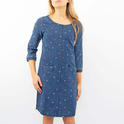 White Stuff Embroidered Jersey 3/4 Sleeve Short Shift Dress-Quality Brands Outlet-