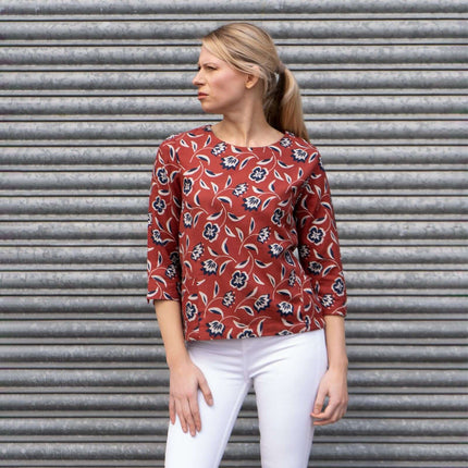 Seasalt Harbour Gallery Floral Print 3/4 Sleeve Loose Top-Quality Brands Outlet-