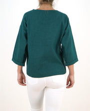 Seasalt Carlyon Bay Green Relaxed Fit Blouse 3/4 Sleeve Tops - Quality Brands Outlet