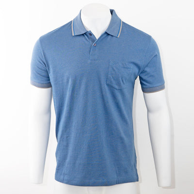 Austin Reed Men Cotton Light Blue Polo Shirts Short Sleeve Casual Jersey Tops - Quality Brands Outlet