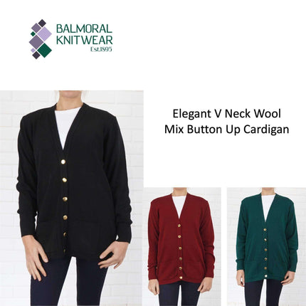 Balmoral Cardigan Balmoral Gold Button Wool Mix Long Cardigan