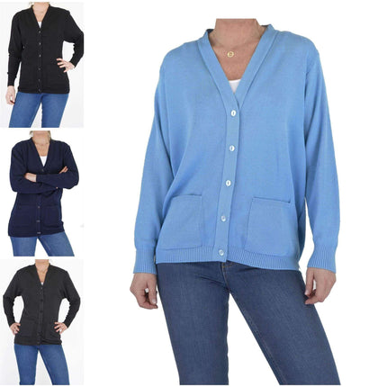 Balmoral Women V-Neck Wool Mix Pocket Button Cardigan-Quality Brands Outlet-
