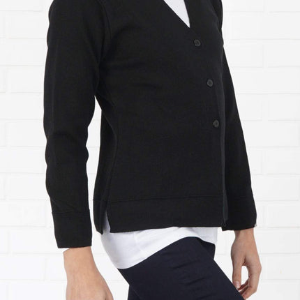 Balmoral Cardigan Black / 14/16 Balmoral V-Neck Wool Mix Teflon Coated Cardigan in 2 Colours