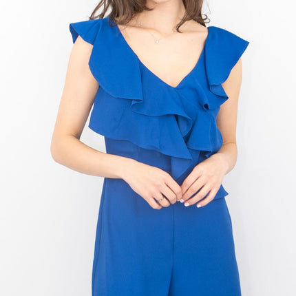 Coast Jojo Ruffle Cobalt Blue Sleeveless V-Neck Jumpsuit - Quality Brands Outlet