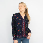 TU Clothing Navy Floral Long Sleeve Relaxed Fit Shirts Button Tops - Quality Brands Outlet