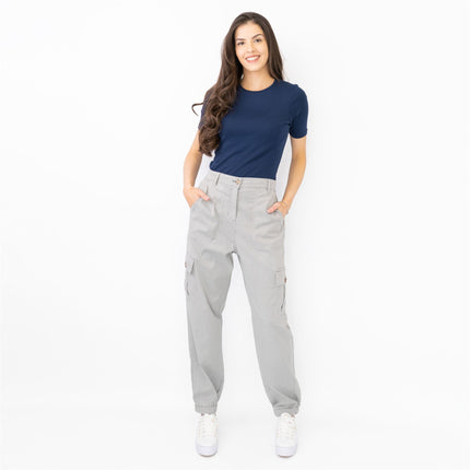 M&S Autograph Grey Cotton Blend Stretch Cargo Trousers - Quality Brands Outlet