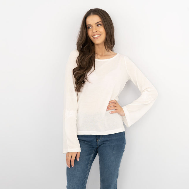 Next Lace Trim Long Sleeve Top with Scarf-Quality Brands Outlet-