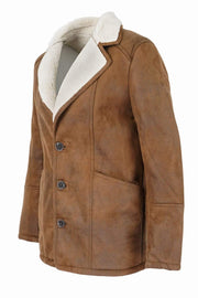 Topman Tan Shearling Faux Leather Sheepskin Jacket - Quality Brands Outlet