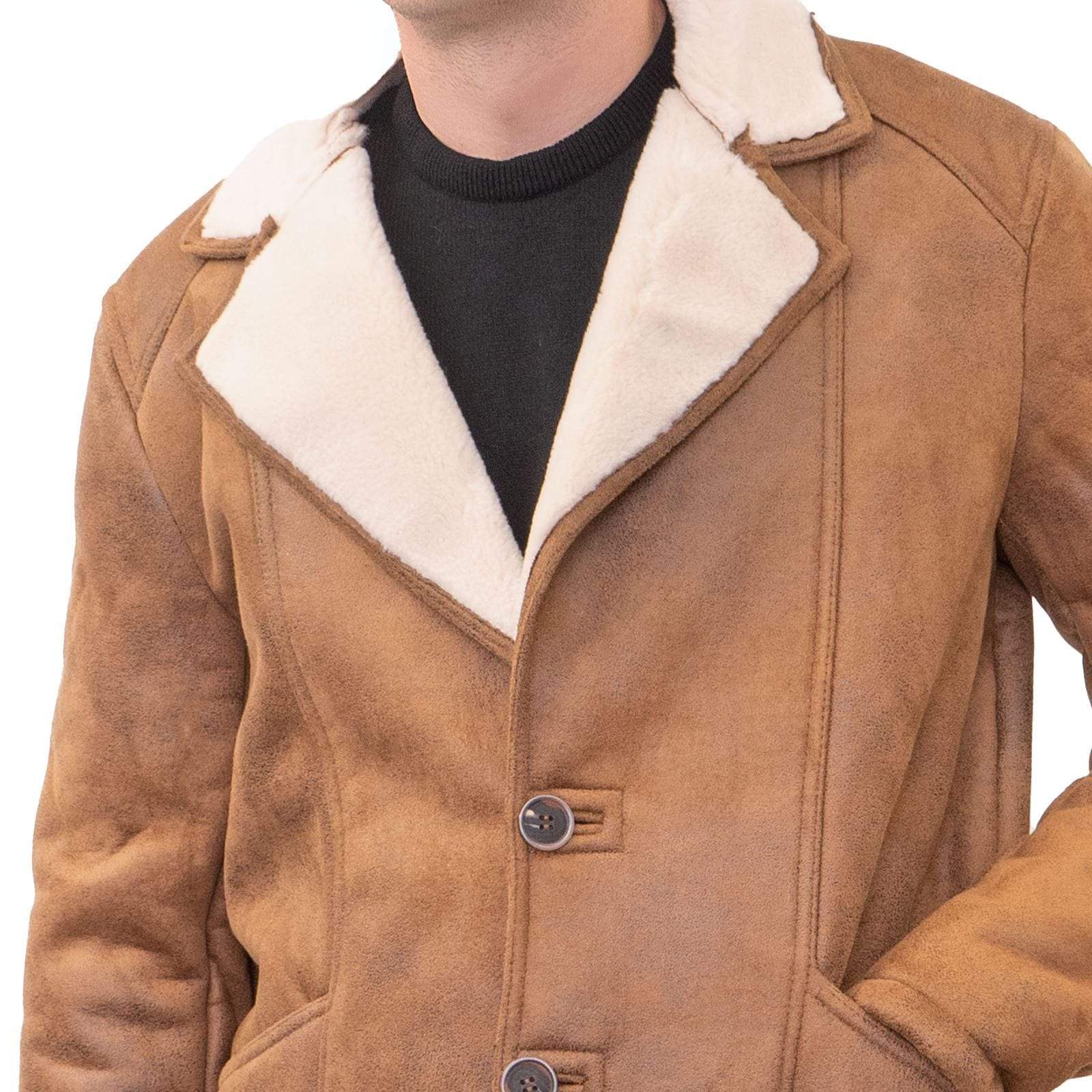 Topman Tan Shearling Faux Leather Sheepskin Jacket Quality