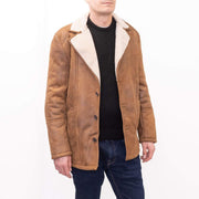 Topman Tan Shearling Faux Leather Sheepskin Jacket - Quality Brands Outlet