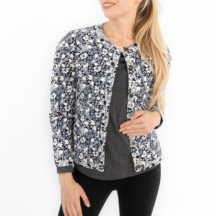 White Stuff Emma Quilted Jersey Button Up Floral Print Jackets - Quality Brands Outlet