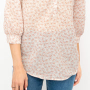 Next Ivory Floral Print Blouse 3/4 Sleeve Lightweight Tops