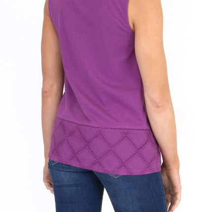 White Stuff Sleeveless Embroidered Panels Soft Cotton Jersey Casual Tops-Quality Brands Outlet-