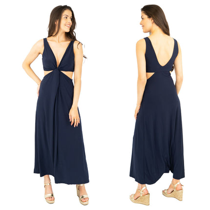 Karen Millen Navy Sleeveless Long Maxi Dress-Quality Brands Outlet-