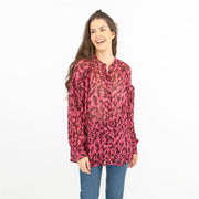 Next Pink Animal Print Long Sleeve Textured Sparkle Shirt