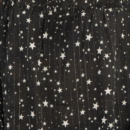 Next Black Silver Chiffon Star Foil Print Occasion Party Puff Sleeve Tops - Quality Brands Outlet