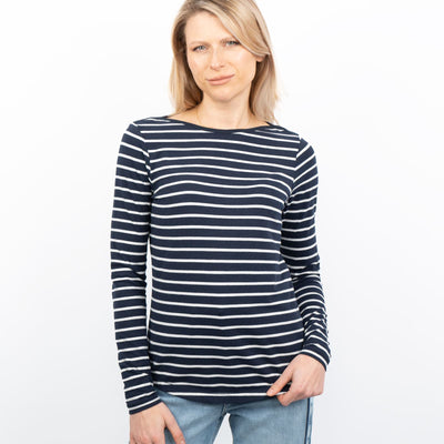 FatFace Breton Long Sleeve Stripe Navy Casual Jersey Tops - Quality Brands Outlet