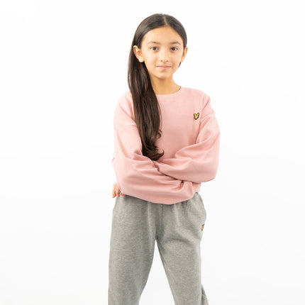 Lyle & Scott Girls Long Sleeve Pink Cropped Fleece Lined Sweatshirts-Quality Brands Outlet-