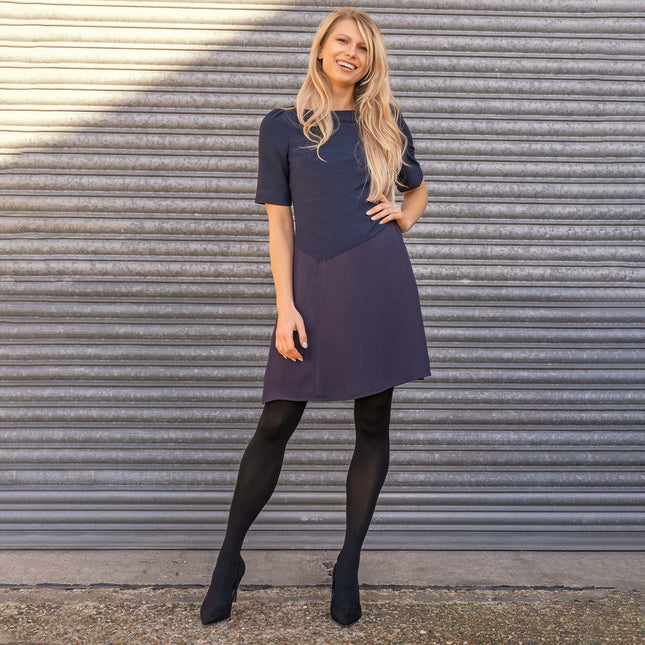 Reiss Zila Navy Textured Jersey Short Dress-Quality Brands Outlet-