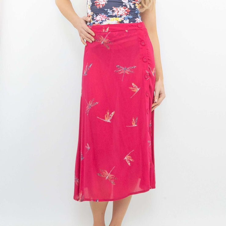 Next Dragonfly Pink Lightweight A Line Midi Skirt