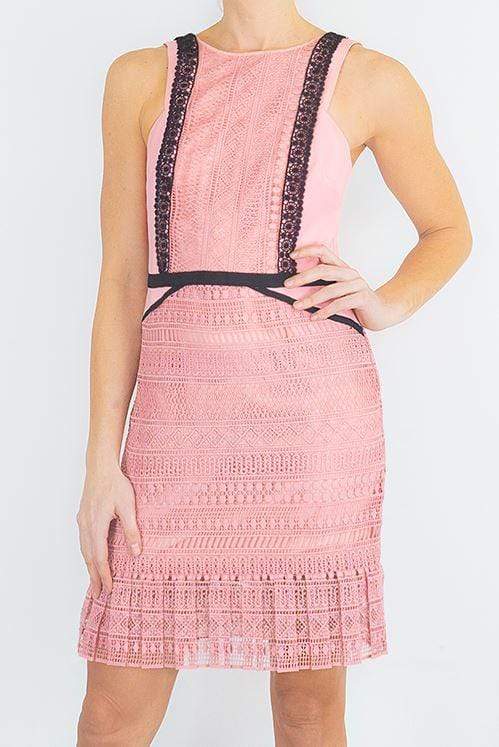 Miss Selfridge Pink Lace Sleeveless Short Dress-Quality Brands Outlet-