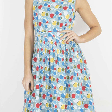 Seasalt Seamstress Geometric Print Sleeveless Blue Short Dress-Quality Brands Outlet-