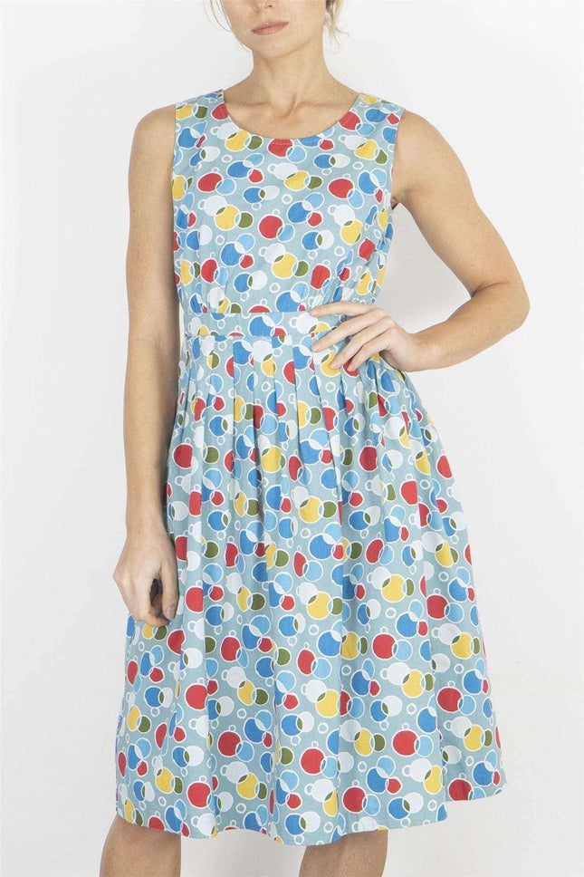 Seasalt Seamstress Geometric Print Sleeveless Blue Short Dress-Quality Brands Outlet-