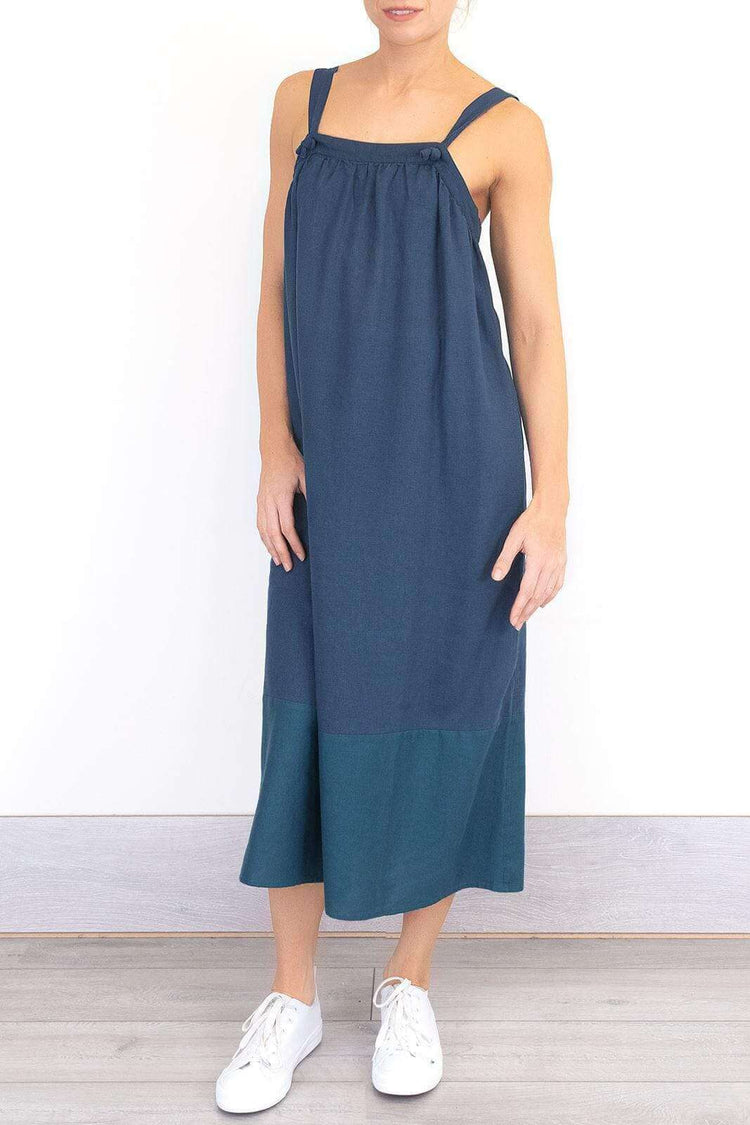 Lacey Blue Linen Blend Sleeveless Midi Dress for Summer Quality Brands Outlet Lacey Blue Linen Blend Sleeveless Midi Dress for Summer Quality Brands Outlet