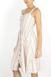 FatFace Stripe Aubrey Ivory Linen Sleeveless Dress
