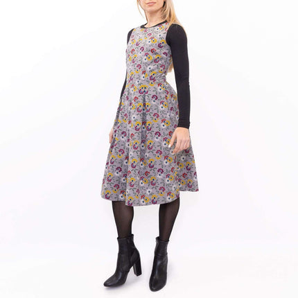 Seasalt Merthen Grey Floral Sleeveless Midi Dress-Quality Brands Outlet-