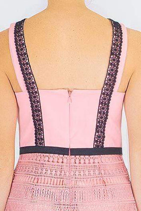 Miss Selfridge Pink Lace Sleeveless Short Dress-Quality Brands Outlet-