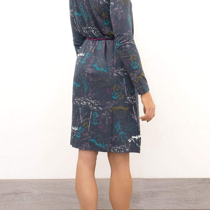 Mistral Pressed Flower Long Sleeve Casual Cotton Jersey Short Dress-Quality Brands Outlet-