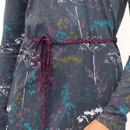Mistral Pressed Flower Long Sleeve Casual Cotton Jersey Short Dress-Quality Brands Outlet-