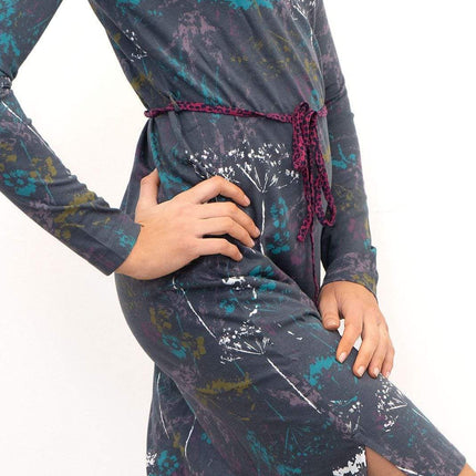 Mistral Pressed Flower Long Sleeve Casual Cotton Jersey Short Dress-Quality Brands Outlet-